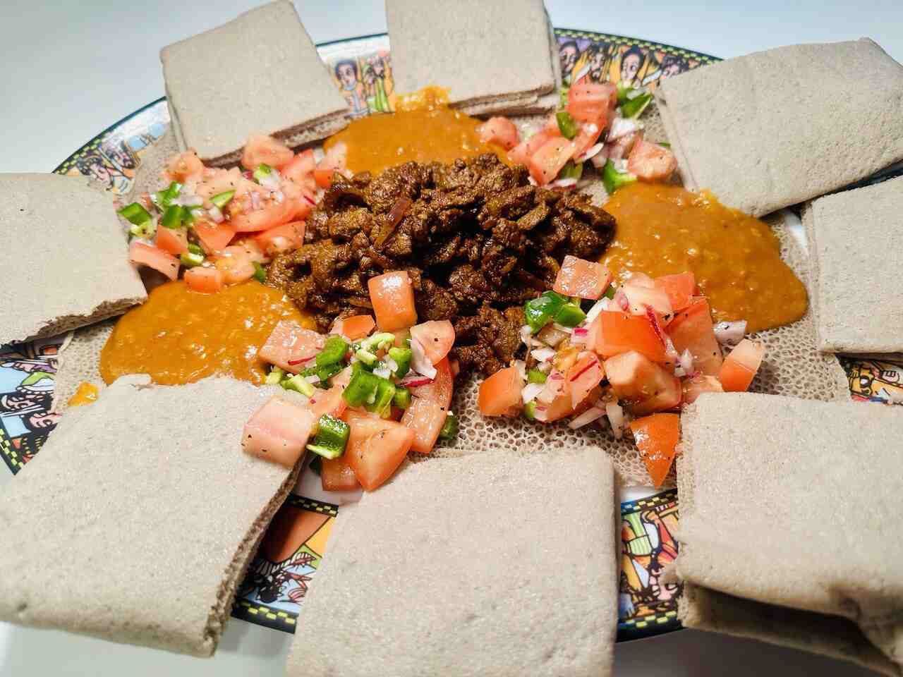 Awaze Tibs served with injera